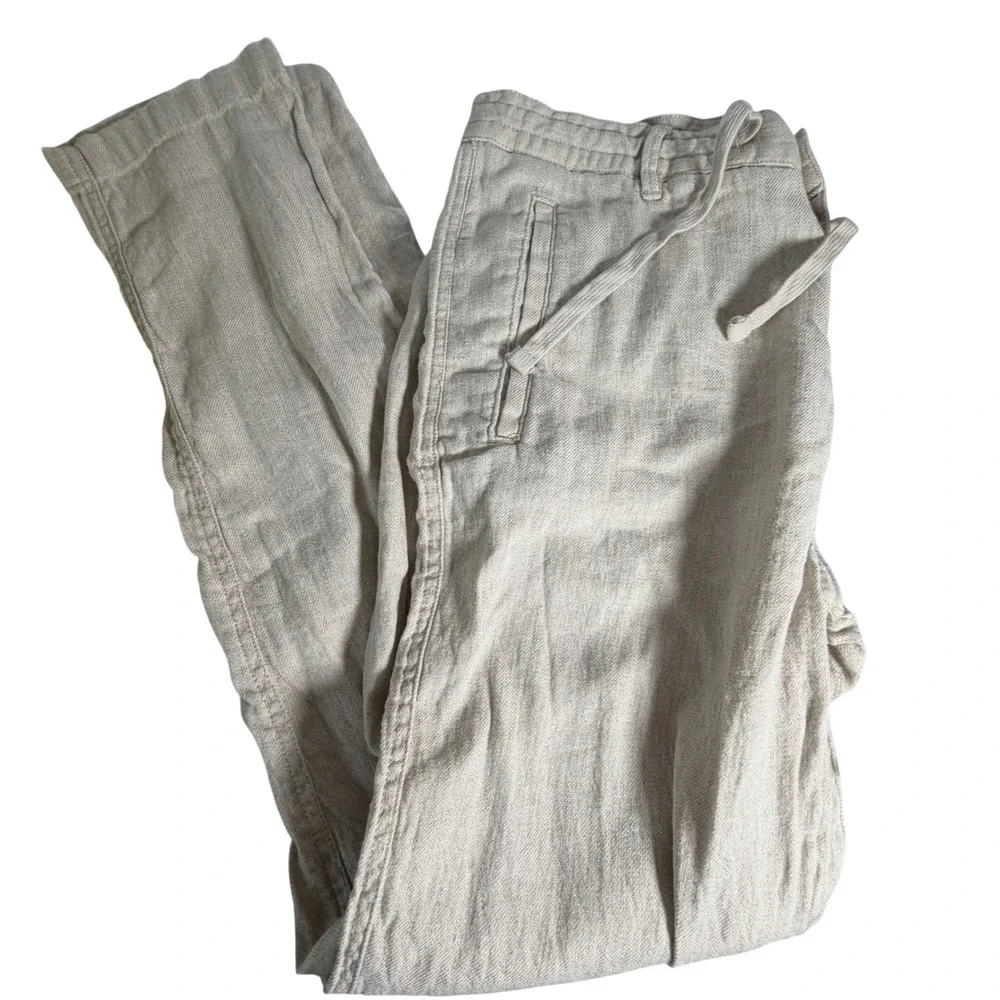 Porter & Ash Mens‎ Linen Blend Drawstring Pants Beige Tan Casual Trousers Sz 30